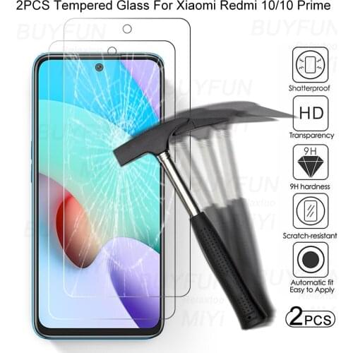 2PCS 0.22MM Ultra-Thin HD Clear Tempered Glass For Redmi10 Redmi Redmy 10 Prime 10Prime 6.5'' 9 H Premium Screen Protectors Film