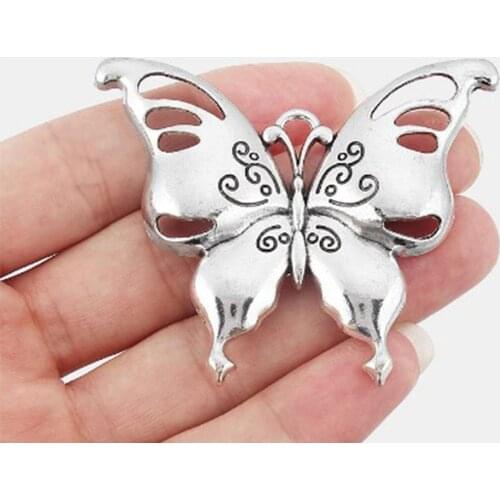 2pcs/lot--57x66mm, Antique silver plated Butterfly charm,DIY supplies,Jewelry accessories