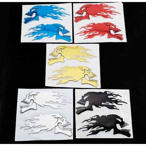 2pcs Three Ratels a pair 3D flame skull car windshield stickers auto sticker Emblem Decals badge for laptop car motorcycle