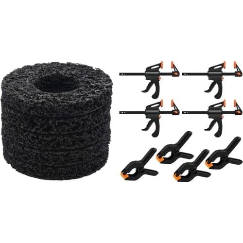5Pcs Abrasive Tools 115mm Strip Wheels Paint Rust Removal Clean Angle Grinder Discs Tools & 8 Pieces F-Clamps Clamp Kit