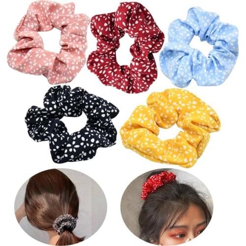 5PCS Dot Pattern Hair Ropes Women Hair Scrunchy Fashion Elastic Creative Hair Tie Ponytail Holder Hair Accessories For Girls