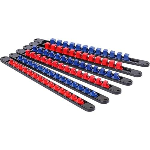 6PC 360° Swivel ABS Socket Organizer, 1/4-Inch, 3/8-Inch, 1/2-Inch, Premium Quality Socket Holders (Blue & Red)