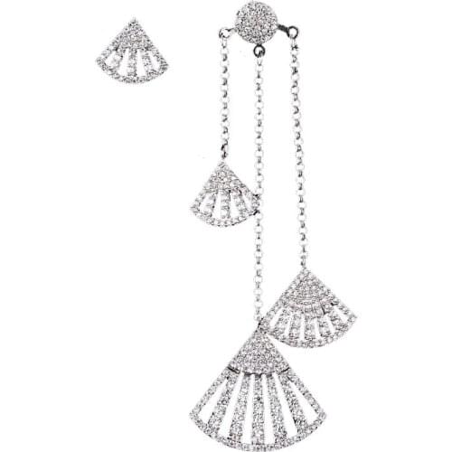 Bettyue Brand Asymmetrical Long Scallop Shape Earrings Unique Design Crystal Fashion Jewelry Cubic Zircon for Women Wedding Gift