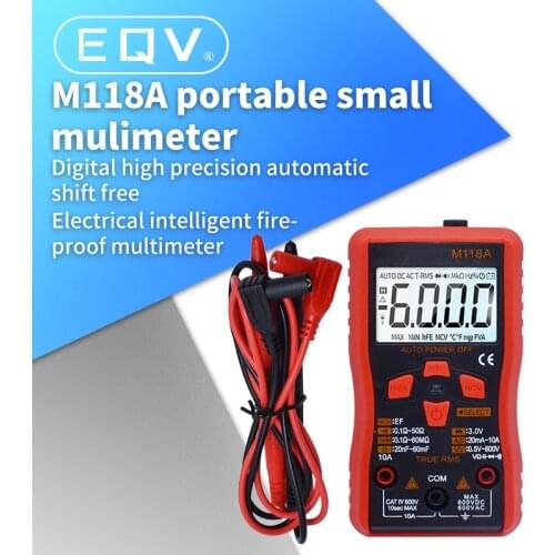 Official M118A Digital Mini Multimeter Tester Auto Mmultimetro True Rms Tranistor Meter with NCV Data Hold 6000counts Flashlight