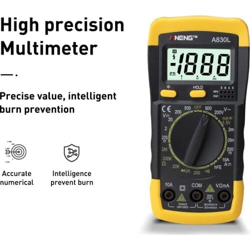 A830L LCD Digital Multimeter DC AC Voltage Diode Freguency Voltmeter Ammeter Multitester Volt OHM Tester Current Buzzer Function