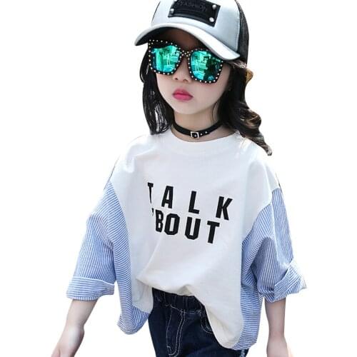 Children Sweatershirt Letter Pattern Clothes Girls Patchwork Tops Pullover Autumn Hoodies For Girl Kid Outwear