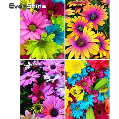 EverShine Full Drill Square Diamond Painting Flower Diamond Embroidery Cross Stitch Rhinestones Mosaic Decor For Home