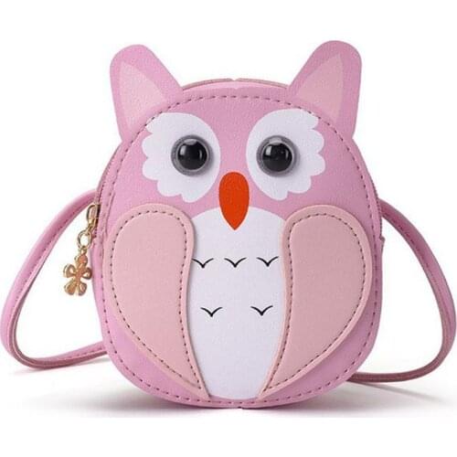 Girl Owl Crossbody PU Leather Cartoon Shoulder Bag Tote Coin Purse Satchel