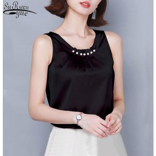 2021 Summer Loose Tank Top Women Sleeveless Beading Base Shirt O Crop Tops Tank Tops Fashion Solid Black/White Vest Tops 10077