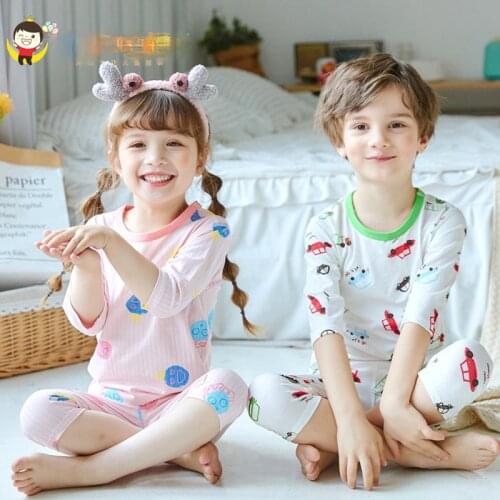 Summer Children Sleepwear Baby Nightwear Pyjamas Kids Homewear Nightwear Full Sleeve Cotton Baby Girls Cartoons Pajamas Sets