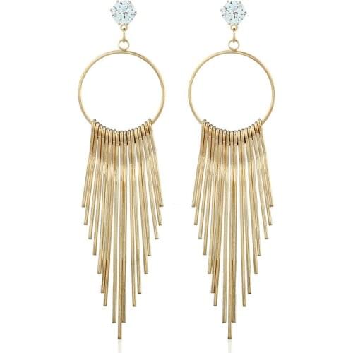 LOVBEAFAS Fashion Long Bar Tassel Crystal Drop Earrings For Women Jewelry Vintage Earrings