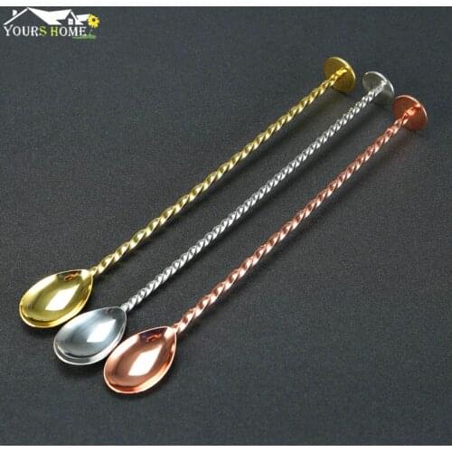 27.5cm Stainless Steel Cocktail Bar Spoon Disc Tail Drink Mixer Bar Stirring Mixing Barware