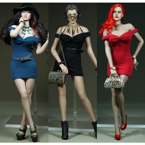 1/6 Scale Mini Dress Sexy V Neck Party Dresses Bodycon Dress for 12 inches Body Action Figures Model