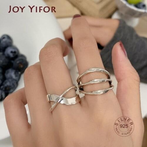 Minimalist 925 Sterling Silver Rings Creative Trendy Multilayer Lines Geometric Handmade Party Jewelry Gifts For Women