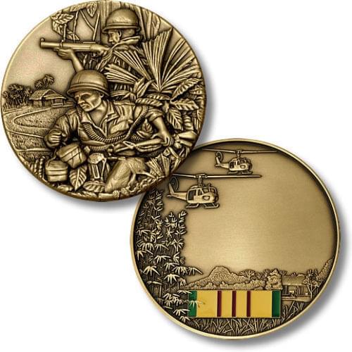 Custom U.S. Vietnam War Service Ribbon cheap 3D Engravable Challenge coins high quality custom round military Coin