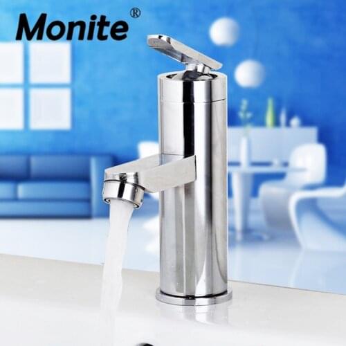 Monite Stainless Steel Bathroom Faucet Basin Sink Tap Hot and Cold Water Mixer Tap Deck Mounted Bathroom Faucet Without the Hose