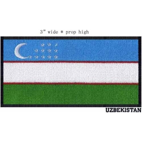 UZBEKISTAN christmas iron on embroidery flag patch 3" wide band patches