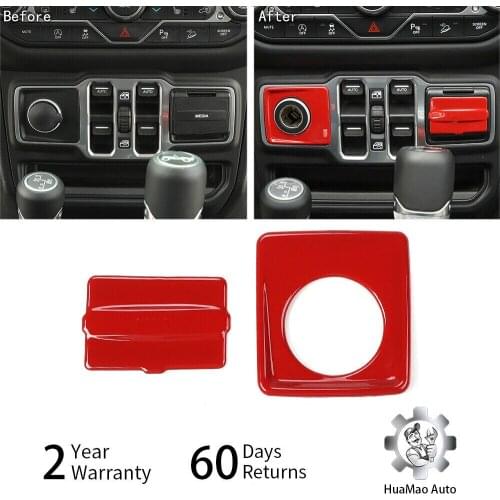 New Cigarette Lighter & USB Charger Panel Cover Trim For Jeep Wrangler JL 2018+ Red