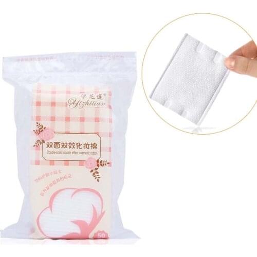 50Pcs/Bag Disposal Face Makeup Cotton Facial Thick Non-Woven Makeup Remover Wipes Double-sided Makeup Cotton Pads
