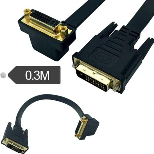 Flat Slim High DVI 24+5 Female to DVI 24+1 Male Cable 0.3m