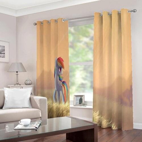 Custom Any Size kids room Bedroom Cartoon Grassland color horse painting Decor Curtains For Childrens room Drapes Decor Sets