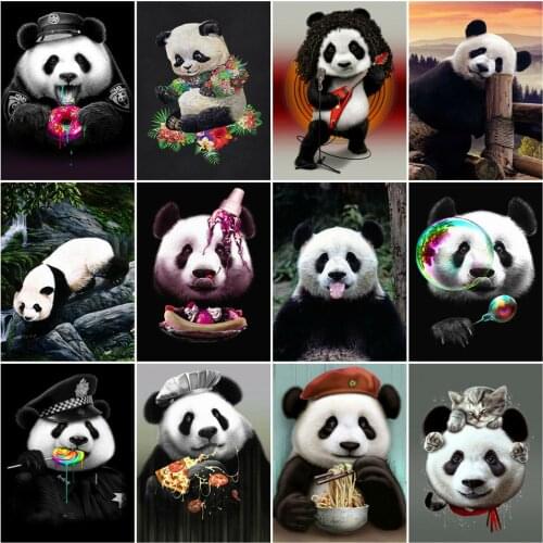 AZQSD Unframe Oil Painting By Numbers Animal Unique Gift Acrylic Paint DIY Coloring By Numbers Panda Decor Fo Home