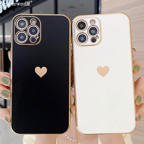 Electroplated Love Heart Silicon Phone Case For iPhone 11 12 Pro Xr Xs Max 12Mini SE2 7 8 Plus Slim Bumper Soft Matte Back Cover