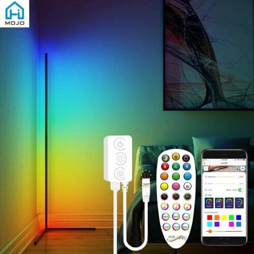 HIMOJO Modern bedroom black led simple RGB floor light color changing minimum corner stand smallest corner floor lamp