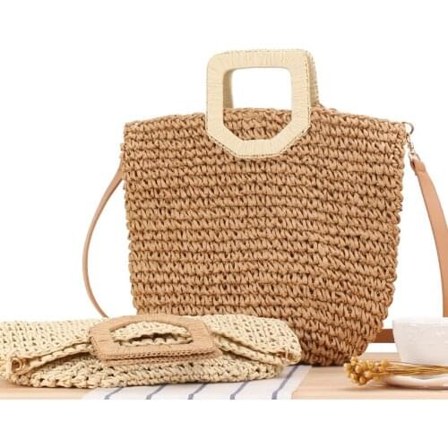 New Crossbody Hand-Carrying Dual-Use Straw Fashion Elegant Womens Mori Style Summer Vacation Woven Bag