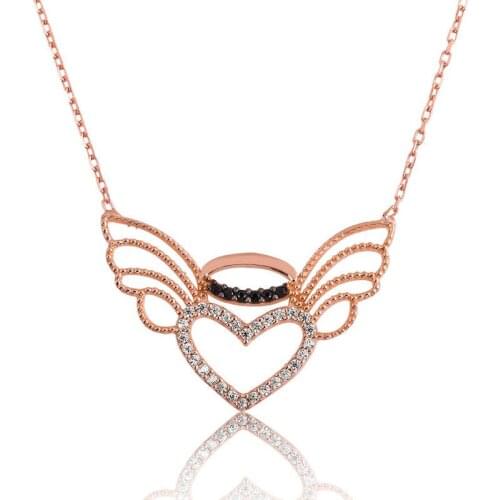 Tevuli 925 Sterling Silver Heart Angel Wing Lady Necklace