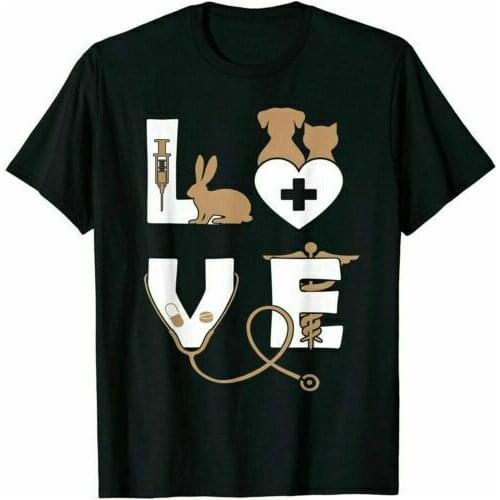 Vet Tech Love Animal Veterinarian Mothers Day T-Shirts Cotton Trend 2021