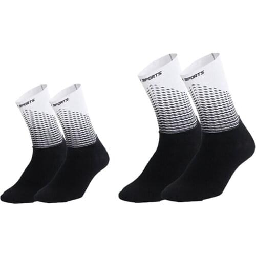 DH SPORTS 2 Pair Breathable Road Compression Socks Cycling Socks Profession Middle Tube Wear-Resistant 34-39 & 39-46