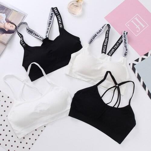 Women Push Up Sport Bra Fitness Top Letters Yoga Bra For Cup Black White Running Yoga Gym Fitness Crop Top Bra