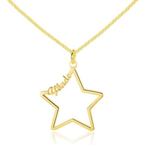 Gold Color Hollow Star Nameplate Pendant Necklace Personalized Custom Name Necklaces For Women Kid Gifts Stainless Steel Jewelry