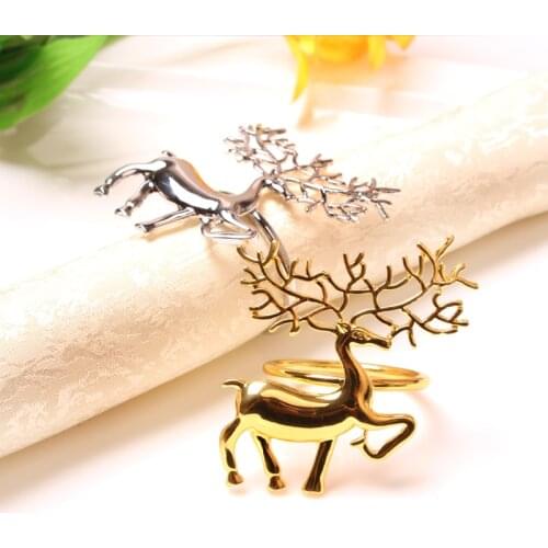 1/6pcs Christmas Napkin Holder Alloy High-quality Cute Delicate Deer Napkin Ring Bar Restaurant Christmas Party Dinner Kitchen
