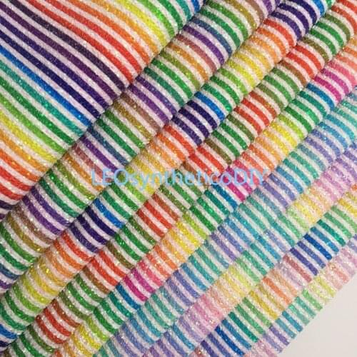 1PC 21X29CM Chunky Glitter Leather, Stripes Printed Pastel Glitter Leather Sheets For Making Bows LEOsyntheticoDIY T508