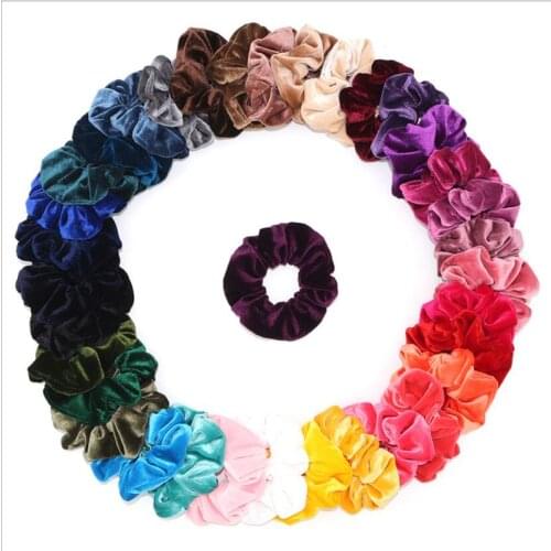 1Pcs Vintage Velvet Hair Scrunchies Elastic Hair Bands Solid Color Headwear Headband Ponytail Holder Hair Ties Hair Accesories