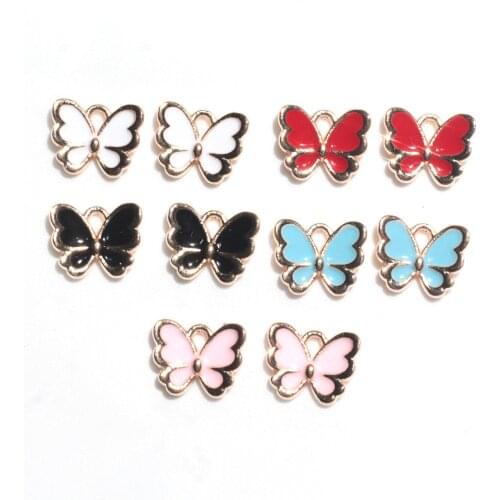 10Pcs 10*13mm Colorful Butterfly Enamel Charms For Women Earrings Necklace Jewelry Making Pendants Handcraft Accessories