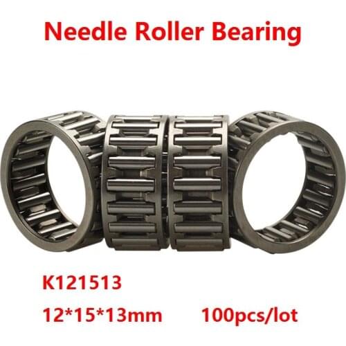 100pcs/lot K121513 K12X15X13 12x15x13mm Needle Roller Bearing Radial Needle roller and cage assemblies 12*15*13mm