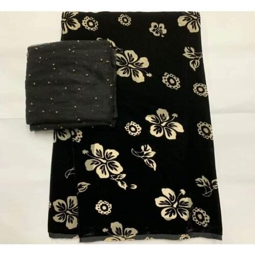 2020 Fashion High Quality African Printed Velvet Fabric 5+2 Yards/Set For Ladies Printed Velvet Silk Sewing Fabric！LXF88202