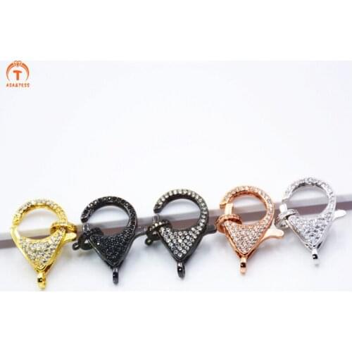 ASA&TESS CZ Micro Pave Lobster Claw Clasp Link Connector Pave Micro Pave CZ Clasps Link Connector/ Clasps/ Enhancer