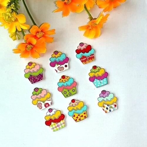 50pcs/lot Cake Buttons Sewing Accessories Decorative Buttons for Crafts and Scrapbook Embellishments 22*25mm