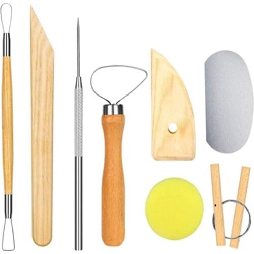 8 Pcs/Set Lay Ceramics Molding Tools Wood Knife Pottery Tool Practical Porcelain Wax Sculpture Model Tool High Quality Durable
