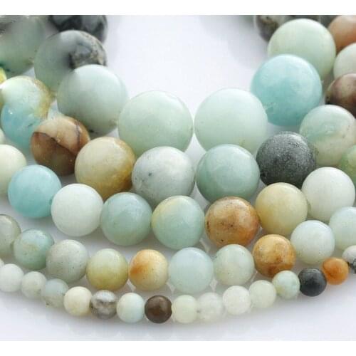15"(38cm) Strand Round Natural Amazonite Stone Rock 4mm 6mm 8mm 10mm 12mm Beads lot for Jewelry Making DIY Bracelet