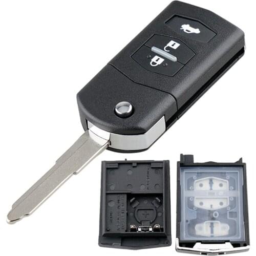 3 Buttons Car Key Fob Case Shell Replacement Flip Folding Automobile Remote Cover Fit for Mazda 3 5 6 Cars Vehicles