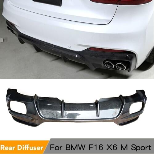 Rear Bumper Diffuser Lip Spoiler for BMW X6 F16 M Tech M Sport 2014 - 2019 Carbon Fiber Car Rear Bumper Diffuser Lip