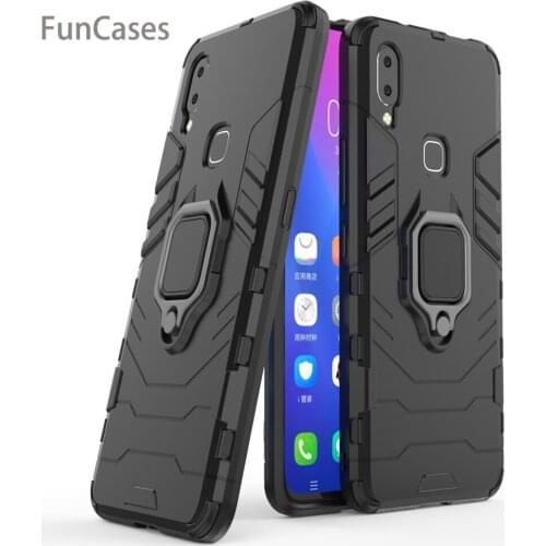 For Vivo V9 Case Cover Silicone TPU and Hard PC Ultra Luxury Armor Shockproof Metal Ring Holder Case for Vivo V9 Back telpon