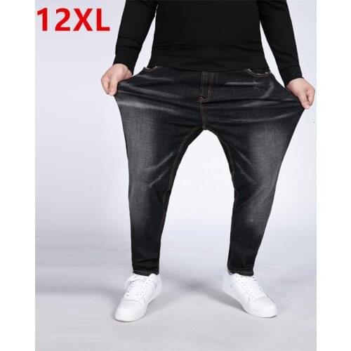 12XL 10XL 8XL 52 50 Men Stretchy Ripped Skinny Biker Embroidery Print Jeans Destroyed Hole Taped Slim Fit Denim Scratched Jean