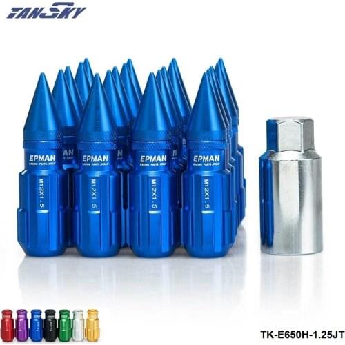 Jdm Racing Style Aluminum Lock Lug Nuts With Spikes 20Pcs W/Key 12x1.25 For Nissan Subaru Suzuki TK-E650H-1.25JT