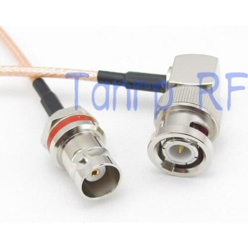1PCS 1M Pigtail coaxial jumper cable RG316 3FEET MINI BNC female nut bulkhead to BNC male right angle RF adapter connector
